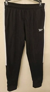 Reebok Joggers Sweatpants Active Elastic Waist Boys Pants Large Black White  - Picture 1 of 3