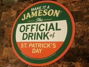 Jameson The Official Drink Of St.Patrick's Day Round  18" × 18" Cardboard Sign.  - Picture 1 of 4