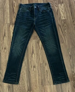 Pantalones de mezclilla para mujer Aeropostale talla 27/28 ajustados al tobillo azul lavado oscuro bigotes - Imagen 1 de 9