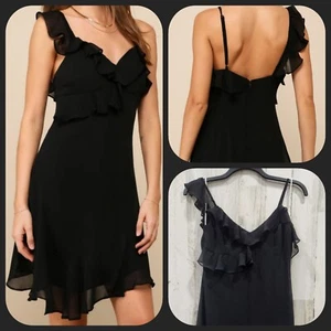LULUS Captivating Always schwarzes asymmetrisches Minikleid mit Rüschen Größe LARGE **neu ohne Etikett* - Bild 1 von 13