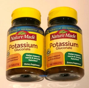 2 Bottle Nature Made Potassium Gluconate 550 mg 100 Tablets - Picture 1 of 1