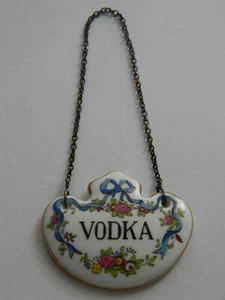 Vintage Crown Staffordshire Bone China Vodka Bottle Decanter Tag - Picture 1 of 6