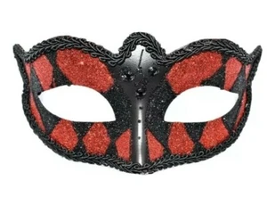Way To Celebrate Halloween Red Glitter Masquerade Mask Brand New - Picture 1 of 2