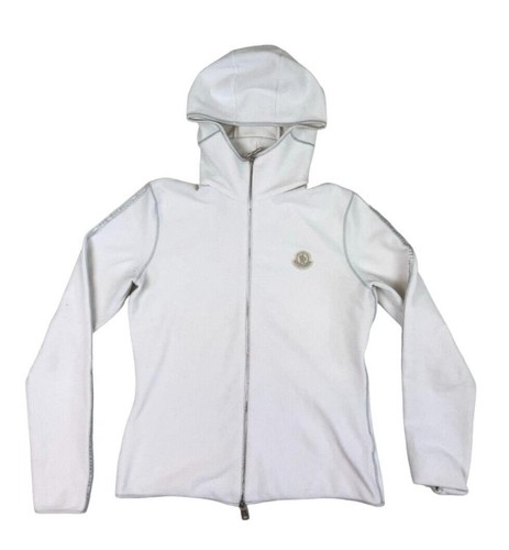 MONCLER FELPA CON CAPPUCCIO E ZIP BIANCA TAGLIA M