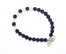 925 Fine Silver Lock 6" Strand Bracelets Sunstone-Opal Gemstone Round Beads IJK