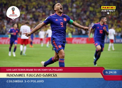 2018 RADAMEL FALCAO GARCIA COLOMBIA vs POLAND PANINI INSTANT WORLD CUP CARD #65 - Image 1 of 2