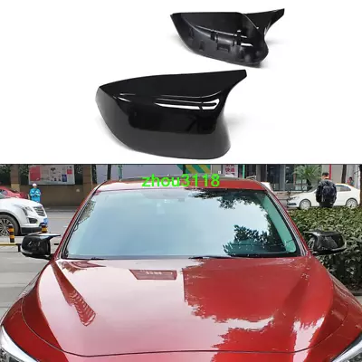 Gloss Black OX Horn Mirror Cover Caps For 2014-2020 Infiniti QX30 Q50 Q60 Q70 — 第 1/2 张图片