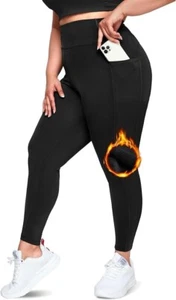 Plus Size Leggings: High Waisted, Black, Yoga Workout Leggings w/ Pockets (3XL) - Picture 1 of 5