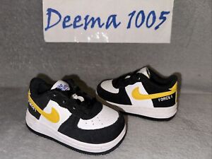 Toddler Nike Air Force 1 LV8 Shoes 'Black/White/Dark Sulfur' DH9787 002  Size 5C