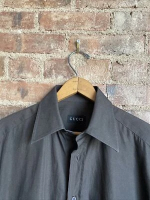 GUCCI - Camisa de vestir para hombre Tom Ford era años 70 estilo marrón, talla 15/38 Foto 1 de 4