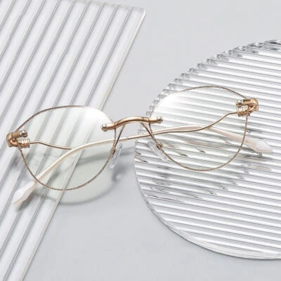 Gafas de lectura ultraligeras anti-azul para mujer brillo mariposa lectores sin montura Foto 1 de 4