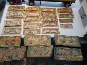 Lot of 1930s Newspaper Clipped Play Money with Comic / Cartoon Characters - Picture 1 of 10