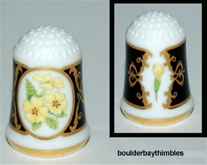 THIMBLE - 'Franklin Porcelain FLOWERS of FRANCE 'Primevere' 1983 Primrose - Picture 1 of 7