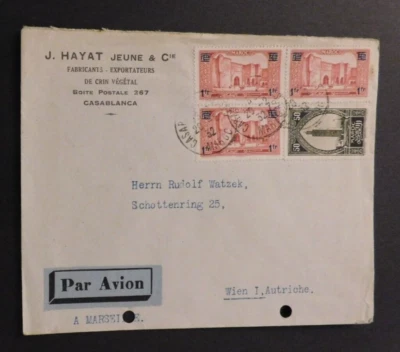 1932 Airmail Cover Casablanca Morocco to Wien Germany Austria - Image 1 of 2