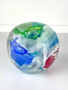 Pisapapeles de colección Michelle Kaptur Studio vidrio artístico coloridos remolinos burbujas firmado - Imagen 1 de 7