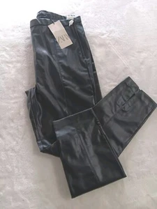 ZARA Black Faux Leather High Rise Legging Size XL New - Picture 1 of 12