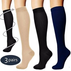 Women's Mild Compression Wide Calf Knee High Support Socks - 3 Pair - Picture 1 of 15