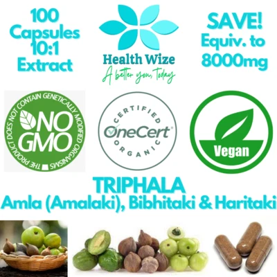 Triphala Organic Extracts 100 Capsules Equiv. to 8000mg - image 1 of 4