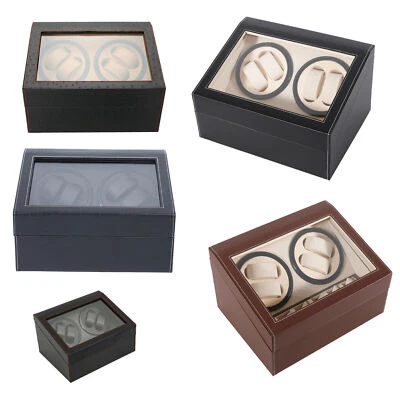 4+6 Rotación Automática Cuero Madera Reloj Enrollador Caja Almacenamiento Vitrina Marrón/Negro Foto 1 de 4