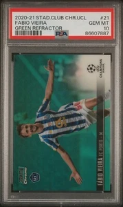PSA 10 2020-21 Stadium Club Chrome UEFA Fabio Vieira Green 90/99 RC Rookie POP 4 - Picture 1 of 2