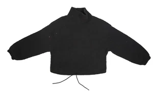Old Navy Long Sleeve Cropped Sherpa Turtleneck Sweater Panther Gray Womens S - Picture 1 of 9