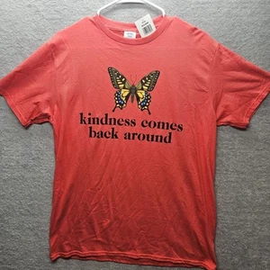 Kindness Comes Back Around T-Shirt mit Schmetterlingsdruck Gr. L rot - Bild 1 von 6