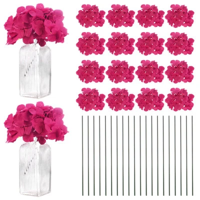 40pcs Flores de Hortensias de Seda, Flores Artificiales [Rojo Rosa] - Imagen 1 de 4