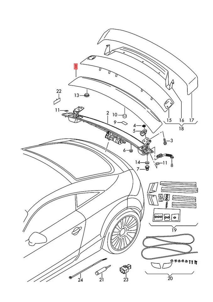 Alerón cebado original AUDI audi TTRS cupé Roadster TT TTS 8J3 8J7827934GRU Foto 1 de 1
