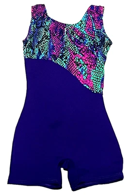 Body Motionwear Unitard Biketard Gimnasia Estampado Serpiente Púrpura Nuevo Niña 5 6 Foto 1 de 4