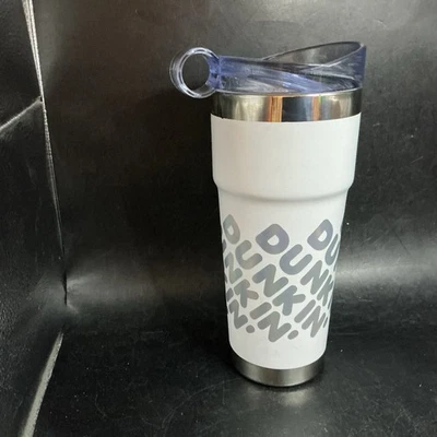 Dunkin Logo 24oz White Tumbler Cup Travel Mug Insulated Coffee Hot Cold.     77o - Image 1 of 3