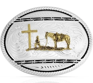 Fibbia per cintura Montana Argentieri Fede Cristiana Occidentale Made in USA - Foto 1 di 5