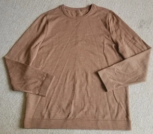 Mens Sweater-LULULEMON-brown merino wool 'New Venture Crewneck' pullover-S - Picture 1 of 5