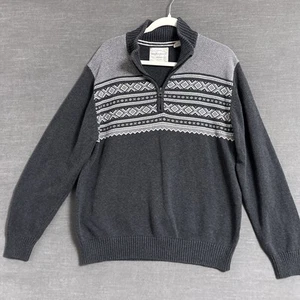 Weatherproof Vintage Sweater Mens Large Gray Fair Isle Nordic Preppy Classic - Picture 1 of 7