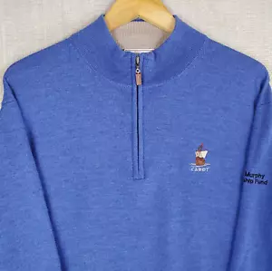PETER MILLAR x CABOT Size XL 100% Merino Wool 1/4 Zip Sweater Blue Pullover Golf - Picture 1 of 17