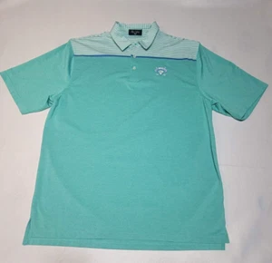 Byron Nelson Size XLg Golf Polo Shirt Sewells Point Green White Striped Mens EUC - Picture 1 of 11
