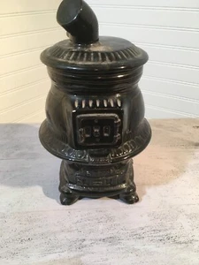 UNIQUE CERAMIC Design Like Wood Burning Stove Black Cookie Jar EP On Bottom 569 - Picture 1 of 12