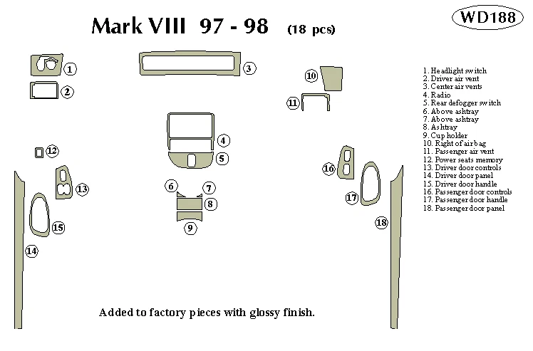 KIT EMBELLECEDOR TABLERO LINCOLN MARK VIII 1997 1998 Foto 1 de 1