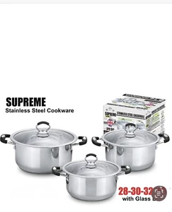 Induction Stainless Steel Deep Casserole Pan Glass Lid 20 - 32cm Pot Three Layer - Picture 1 of 4