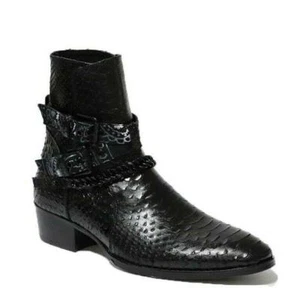 Mode Herren 2024 Echtleder Chelsea Stiefeletten Schuhe Spitz zulaufend - Bild 1 von 12