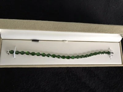Nuevo Brazalete Tenis 30.00CTW Ovalado Cromo Verde Diópsido Plata Esterlina 7 1/4" Foto 1 de 2