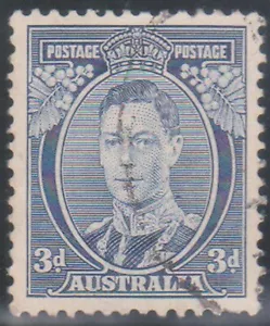 (F244-2) 1937 v3d blue KGVI DI A (B) stamp - Foto 1 di 1