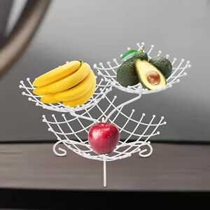 3-Layer White Fruit Bowl Holder Fruit Bowl Basket Stand Vegetable Storage Rack