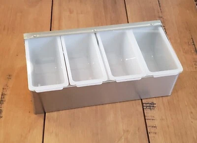 4 Pint COMPACT FRUIT TRAY Bar & Home Garnish Center Stainless Condiment Caddy - Image 1 of 3