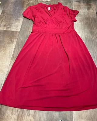 Vestido Merona para mujer grande L manga corta rojo Foto 1 de 4