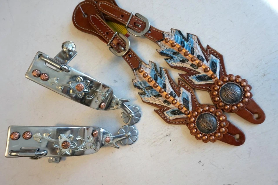 Ladies Western SS Spurs w/copper studs & Or W/Spur straps - Image 1 of 1