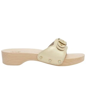 SCHOLL Pescura Clogs Women Size 9 WOOD Sandals Leather Sandals EU 40 - Picture 1 of 5