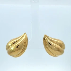 18 Kt Gelbgold Träne Tropfenform - hohle Omega Ohrringe - Bild 1 von 15