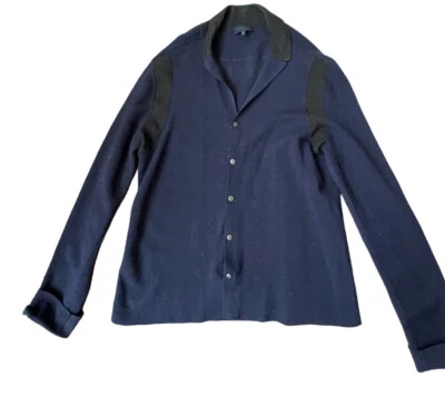 LAVIN Lana y Seda Abotonada Azul Marino Negro Suéter Mujer’s Talla Grande Hecho en Italia Foto 1 de 4