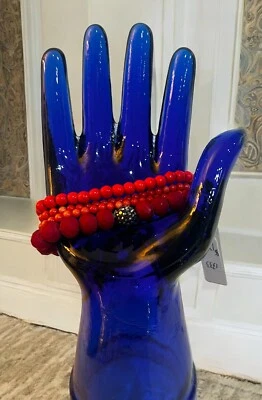 Pomina半宝石红色竹珊瑚4件弹力手链波西米亚 — 第 1/4 张图片