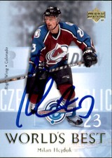 Milan Hejduk Signed Autograph 04/05 Upper Deck All World card Colorado Avalanche
